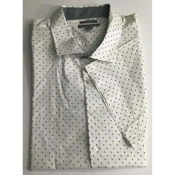 Men's Stretch Short Sleeve Polka Dots Shirt 5XL - Picture 1 of 8